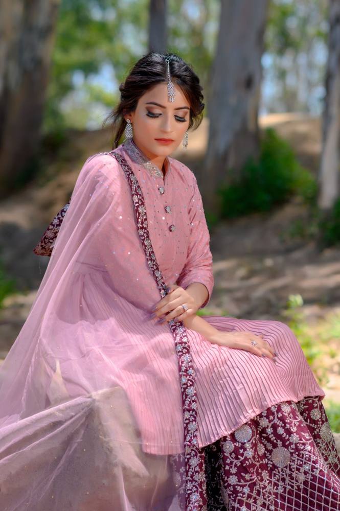 Blush cape kurta dress