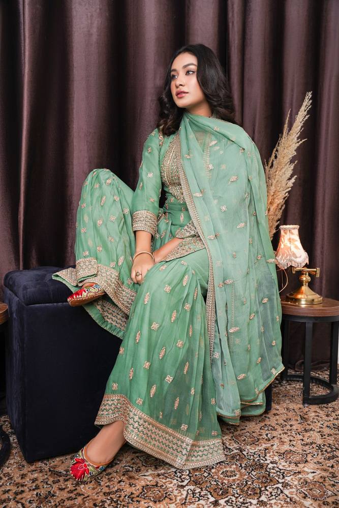 Mint sharara set
